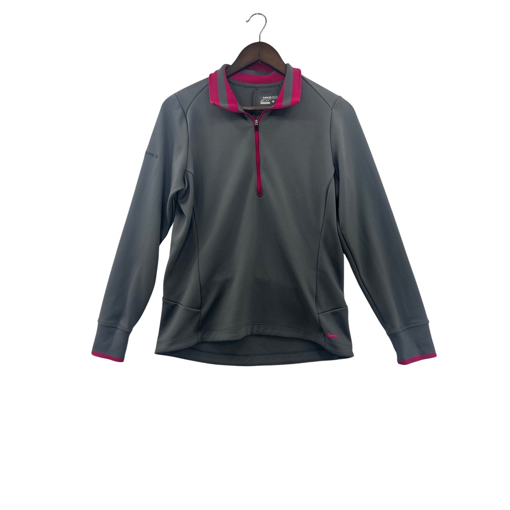 Nike Golf Pullover Women Large Gray Excellent Dri-FIT 1/4 Zip Mock‎ Neck